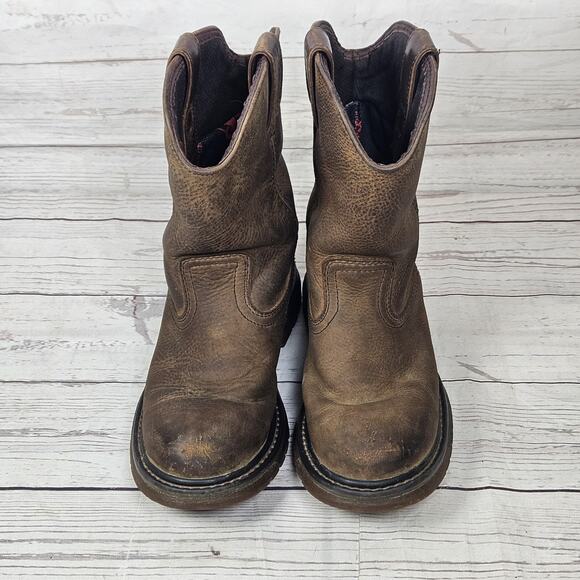 Rocky Kid's WP Waterproof Western Boot for Boys & Girls Brown Leather Size 2.5M - Picture 3 of 7